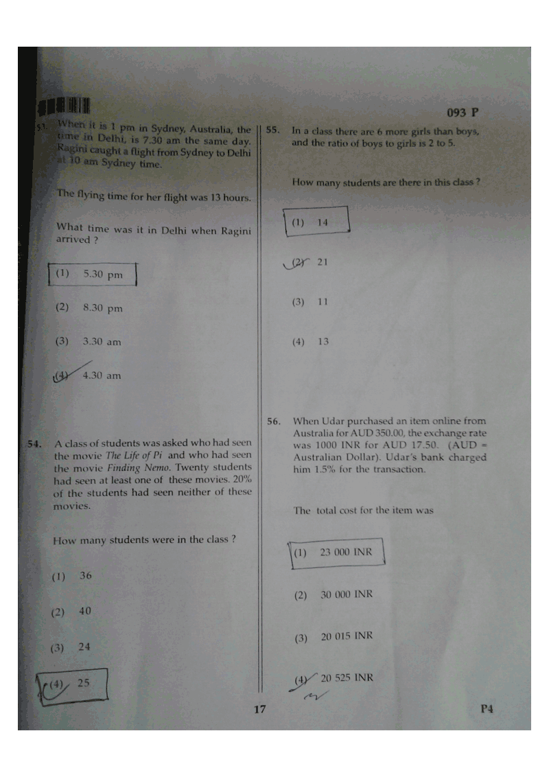 PSA CBSE 9th Class 2014 Solved Answer Key 16 BMS Bachelor of Management Studies Unofficial