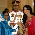 Bollywood actress Aishwarya receives Padma Shri from Indian President Patil in New Delhi